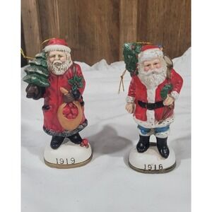 Vintage Memories of Santa, 2 Porcelain Figures- 1919 and 1918 Christmas EveTM